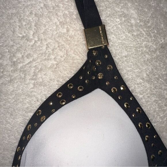 VICTORIA’S SECRET Gold embellished Very Sexy padded bikini top sz S/P - Picture 5 of 11